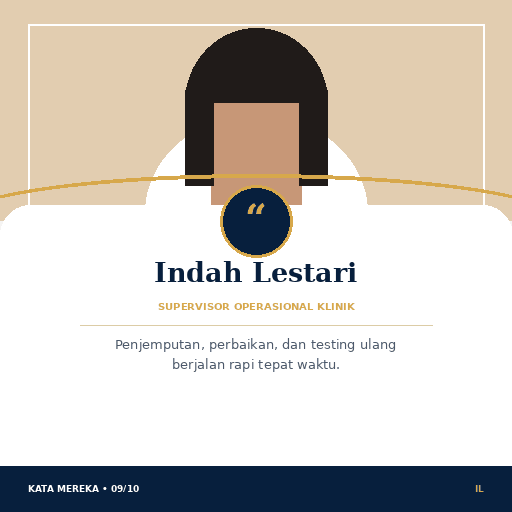 Testimoni Indah Lestari — Supervisor Operasional Klinik